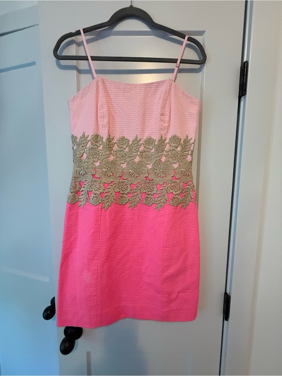 Lilly Pulitzer Dresses & Skirts - Lilly Pulitzer Pink Ombre Strapless Dress with Gold Lace